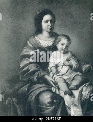 Madonna du Rosaire par Bartolomé Esteban Murillo Banque D'Images