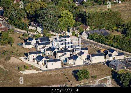France, Indre et Loire, Francueil, à bord d'une montgolfière avec l'opérateur Art Montgolfie (vue aérienne) Banque D'Images