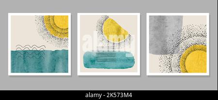 Ensemble d'affiches abstraites créatives minimalistes pour l'art mural. Illustration vectorielle tendance. Illustration de Vecteur