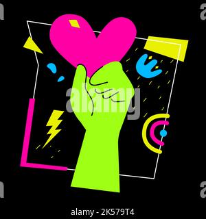 Partagez votre amour - illustration de style plat coloré avec éléments linéaires Illustration de Vecteur