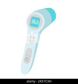 Thermomètre de corps infrarouge isolé sur fond blanc. Illustration vectorielle d'équipement médical. Illustration de Vecteur