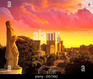 MONUMENT HISTORIQUE NATIONAL ROGER WILLIAMS 2004 (©RALPH THOMAS WALKER 1939) PROSPECT TERRACE PARK CENTRE VILLE HORIZON PROVIDENCE RHODE ISLAND USA Banque D'Images