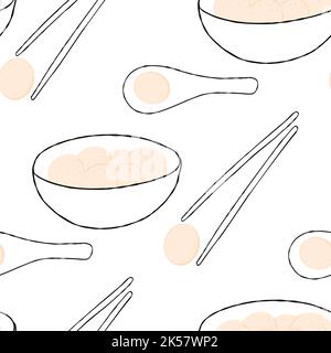 Motif sans couture avec boules de riz gluant sur fond blanc Illustration de Vecteur