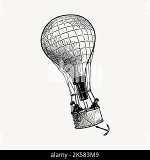 Dessin ballon air chaud, vecteur d'illustration vintage. Illustration de Vecteur