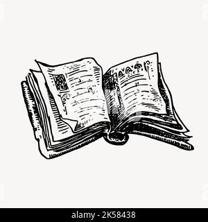 livre, icône de livre, livre d'époque, livre ancien, clip art de livre, livres d'illustrations vintage, illustrations vintage noir et blanc, illustrations, papier d'esquisse Illustration de Vecteur