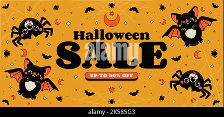 modèle de bannière de solde d'halloween à plat illustration de la conception vectorielle Illustration de Vecteur