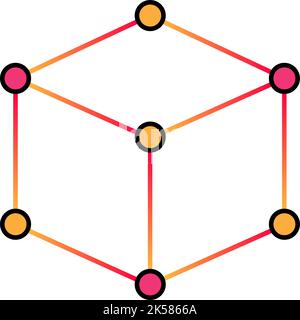 Prototype de modèle de cube vectoriel d'icône de contour de modélisation Illustration de Vecteur