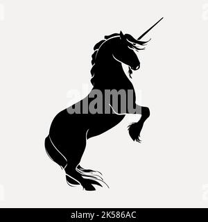 Licorne silhouette clipart, créature mythique illustration en vecteur noir. Illustration de Vecteur
