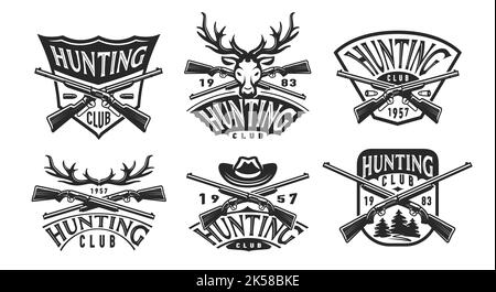 Emblème de chasse. Collection Hunt logo, set vintage label. Badge activités de plein air. Illustration vectorielle des éléments de conception Illustration de Vecteur