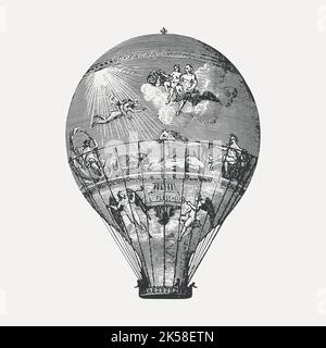 Ballon d'air chaud clipart dessiné à la main, le vecteur d'illustration le Flesselles. Illustration de Vecteur