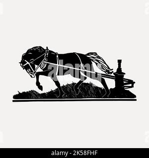 Dessin de cheval à la main de clipart, animal de ferme illustration vecteur. Illustration de Vecteur