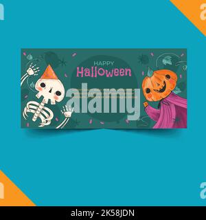 halloween célébration horizontale modèle de bannière illustration de la conception de vecteur Illustration de Vecteur