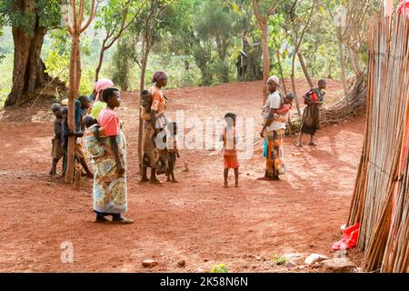 Au sanctuaire du tambour de Gishora dans le parc national de Kibera, Gitega, Burundi Banque D'Images