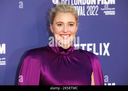 Londres, Royaume-Uni, 06/10/2022, Greta Gerwig participe à la première britannique de White Noise lors du BFI London film Festival 66th Banque D'Images