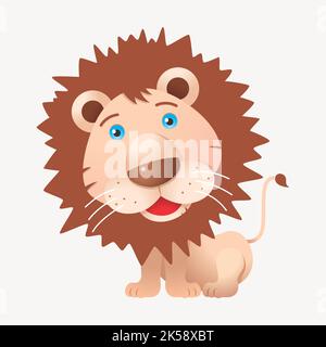 Smiling lion sticker, cartoon animal illustration vector. Illustration de Vecteur