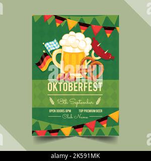 illustration détaillée du modèle de prospectus vertical oktoberfest à motif vectoriel Illustration de Vecteur