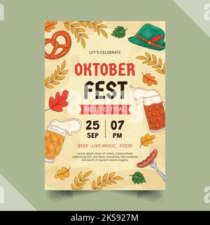 aquarelle oktoberfest circulaire verticale modèle illustration de la conception vectorielle Illustration de Vecteur