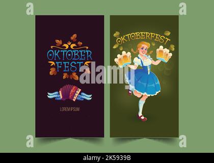 illustration de la collection de bannières de la série de dessins animés oktoberfest Illustration de Vecteur