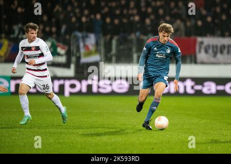 Herning, Danemark. 06th octobre 2022. Mat Wieffer (20) de Feyenoord vu lors du match de l'UEFA Europa League entre le FC Midtjylland et le Feyenoord à l'arène MCH à Herning. (Crédit photo : Gonzales photo/Alamy Live News Banque D'Images