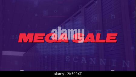 Image de méga-texte de vente avec traitement des données dans la salle des serveurs Banque D'Images