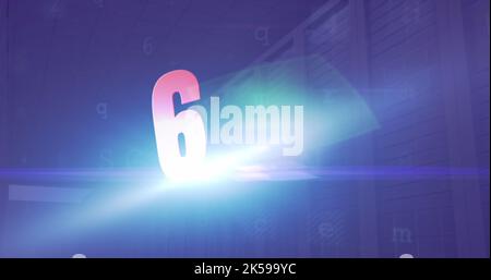 Image du texte 6g avec traitement des données dans la salle des serveurs Banque D'Images