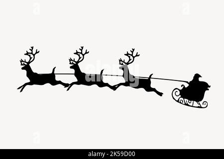 Dessin de Santa traîneau, vecteur d'illustration de Noël. Illustration de Vecteur