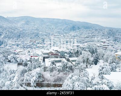 Scène de neige d'hiver dans la région panoramique du parc national de Lushan/Mountain lu 5A, ville de Jiujiang, province de Jiangxi Banque D'Images