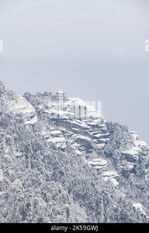 Scène de neige d'hiver dans la région panoramique du parc national de Lushan/Mountain lu 5A, ville de Jiujiang, province de Jiangxi Banque D'Images