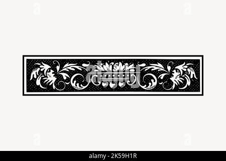 Clipart à bordure florale, vecteur vintage dessiné à la main. Illustration de Vecteur