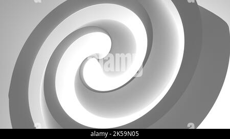 3D rendu d'une structure en spirale simple avec une atmosphère lumineuse en niveaux de gris ; une œuvre d'art abstrait géométrique Banque D'Images