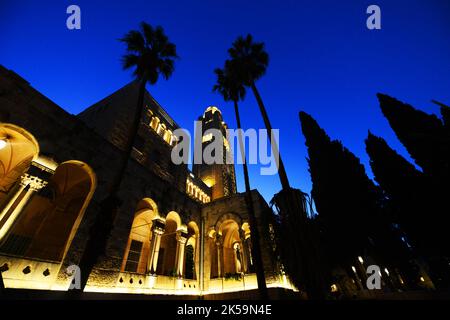 Le bâtiment emblématique du YMCA à Jérusalem, en Israël. Banque D'Images