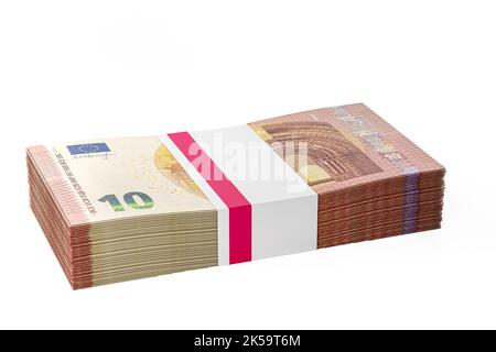 pile de lots de 10 billets en euros arrière-plan piles de 10 billets en euros dix euros Banque D'Images