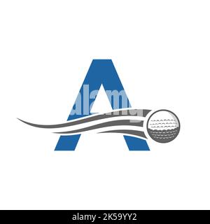 Lettre A symbole du logo Golf. Modèle vectoriel alphabétique basé sur le design de hockey Illustration de Vecteur