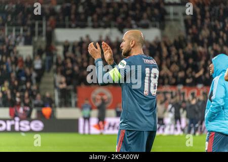 Herning, Danemark. 06th octobre 2022. Gernot Trauner (18) de Feyenoord vu après le match de l'UEFA Europa League entre le FC Midtjylland et le Feyenoord à l'arène MCH à Herning. (Crédit photo : Gonzales photo/Alamy Live News Banque D'Images