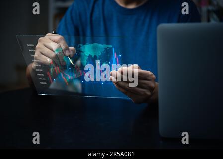 Graphique du marché boursier diagramme statistique graphique analyse future Banking Money Broker Professionnel information comptable économique leadership.businessman Banque D'Images