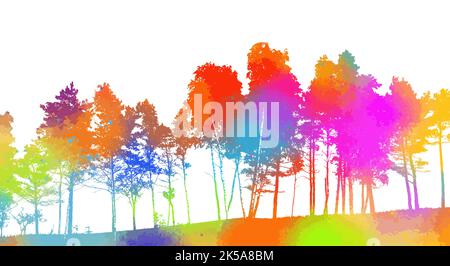 arbre abstrait d'automne formant par des buvards. Ligne abstraite d'arbres colorés. Illustration vectorielle Illustration de Vecteur
