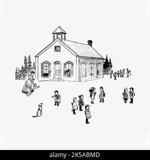 École clipart, vintage dessin à la main vecteur. Illustration de Vecteur