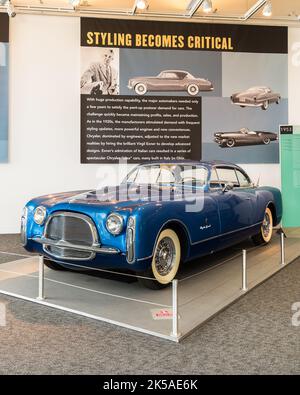 AUBURN HILLS, MI/USA - 19 AOÛT 2016 : voiture spéciale Chrysler 1953, Walter P. Chrysler Museum. Banque D'Images