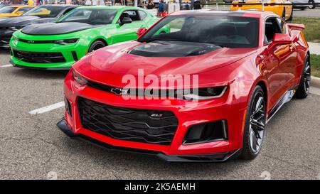 BIRMINGHAM, MI/États-Unis - 19 AOÛT 2016 : une Camaro ZL1 2016 à l'exposition « 50 Years of Camaro », Woodward Dream Cruise. Banque D'Images