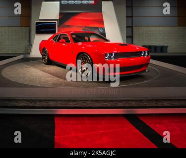 WASHINGTON, DC/USA - 21 JANVIER 2016 : SRT (Dodge) Challenger Hellcat car, Washington, D.C. salon de l'auto (WAS). Banque D'Images