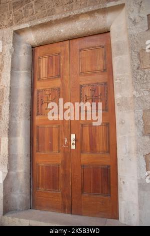 Porte, Cathédrale St Louis des Monks Capucins, Beyrouth, Liban, Moyen-Orient Banque D'Images