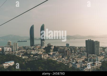 Une photo aérienne des tours jumelles Xiamen en Chine Banque D'Images