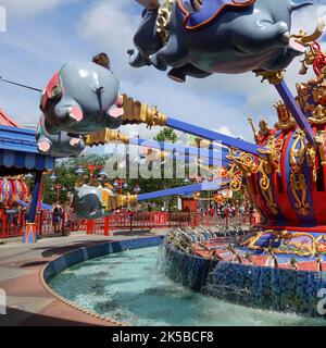 Orlando, FL États-Unis - 11 mai 2019 : Dumbo la promenade à dos d'éléphant volant à Magic Kingdom à Disney World Orlando, Floride. Banque D'Images