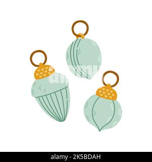 Noël décorations jouets ensemble plat design vecteur isolé sur fond blanc eps10 Illustration de Vecteur