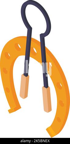 Icône d'équipement de travail des métaux vecteur isométrique. Icône en forme de fer à cheval et d'acariens de serrage. Équipement professionnel, chantage Illustration de Vecteur