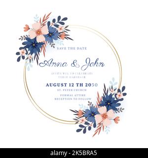 illustration de motif vectoriel de modèle d'invitation de mariage floral Illustration de Vecteur