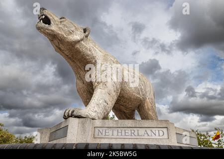 Statue d'un ours polaire dans le musée du souvenir en Angleterre. Photo de haute qualité d'une statue des ours polaires. Banque D'Images