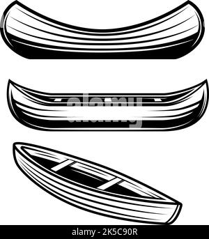 Ensemble d'illustrations de kayak, canoë, bateaux. Élément de conception pour affiche, carte, bannière, panneau, logo. Illustration vectorielle Illustration de Vecteur