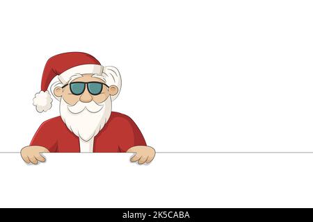 Funny cartoon Santa Claus avec des lunettes, isolé sur fond blanc Banque D'Images