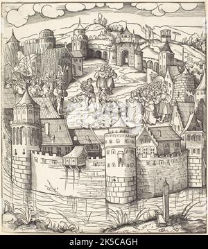 Exécution d'un homme à un marché-place d'une ville, 1514/1516. Banque D'Images